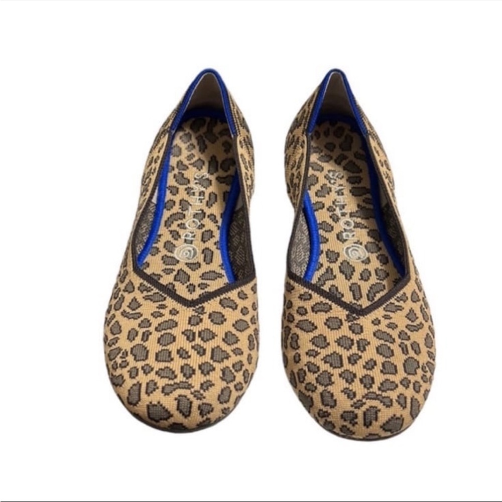 Rothy's Leopard Print Flats Red Stripe Retired Size 9.5